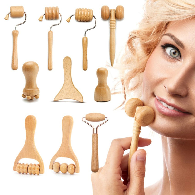 Rolo Massageador Facial em Madeira Face Massager Maderoterapia